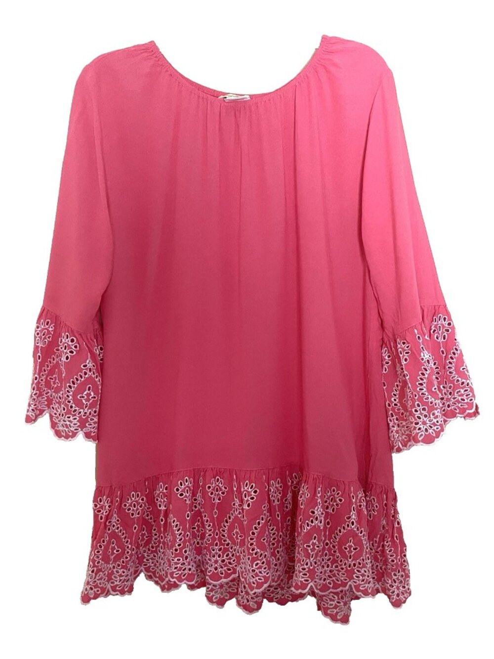 Sweet Magnolia Top Blouse Medium Eyelet Embroidered Bell Sleeves Ruffle Romantic